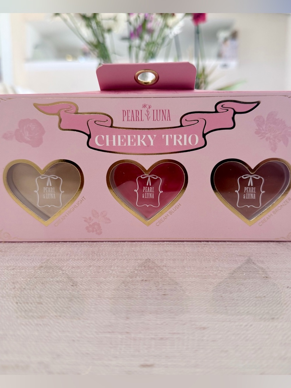 Pearl & Luna Cheeky Trio Blush Set- Cream highlight, blush and bronzer